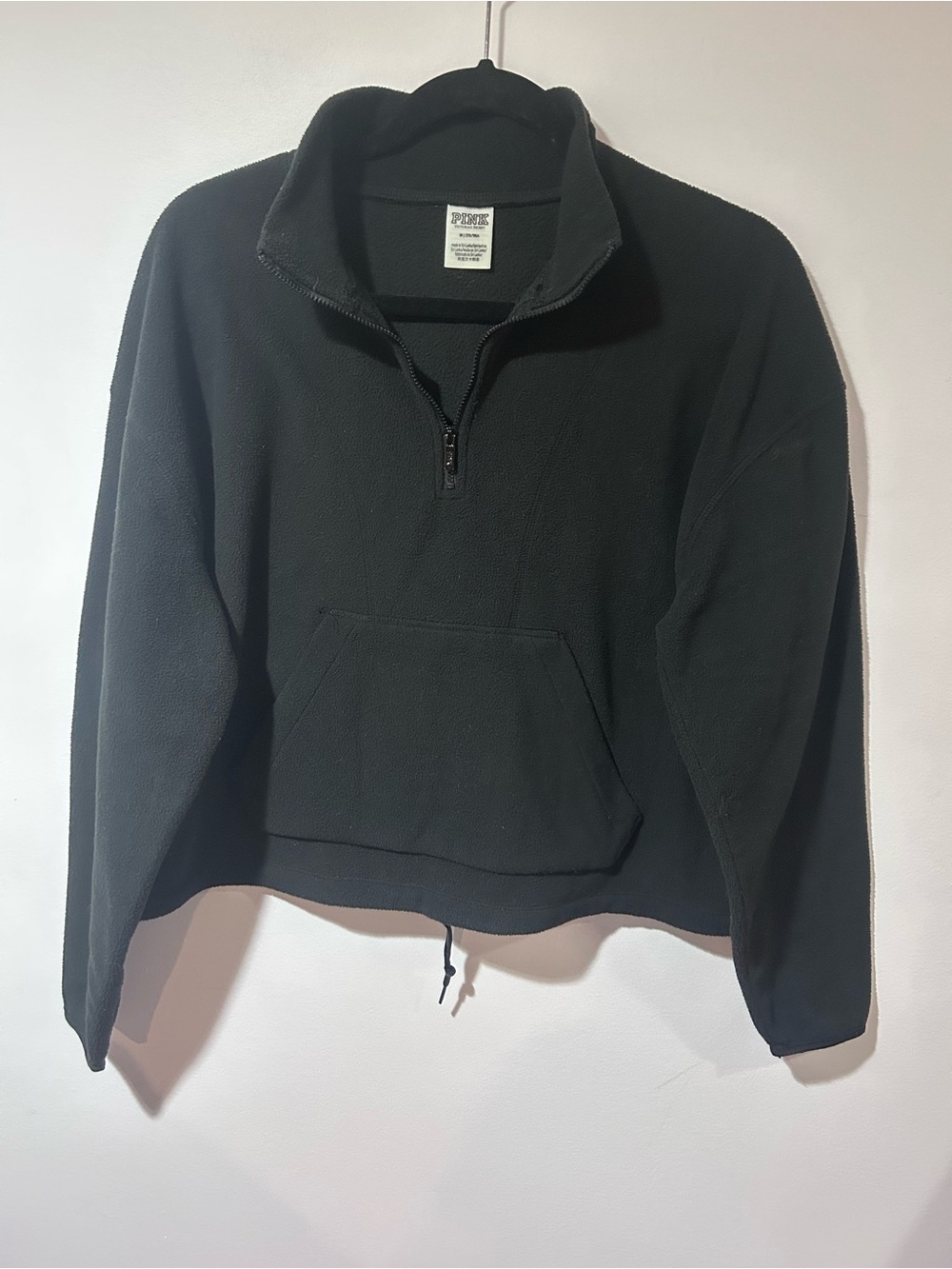 PINK Victoria's Secret Black Half-Zip Fleece Pullover